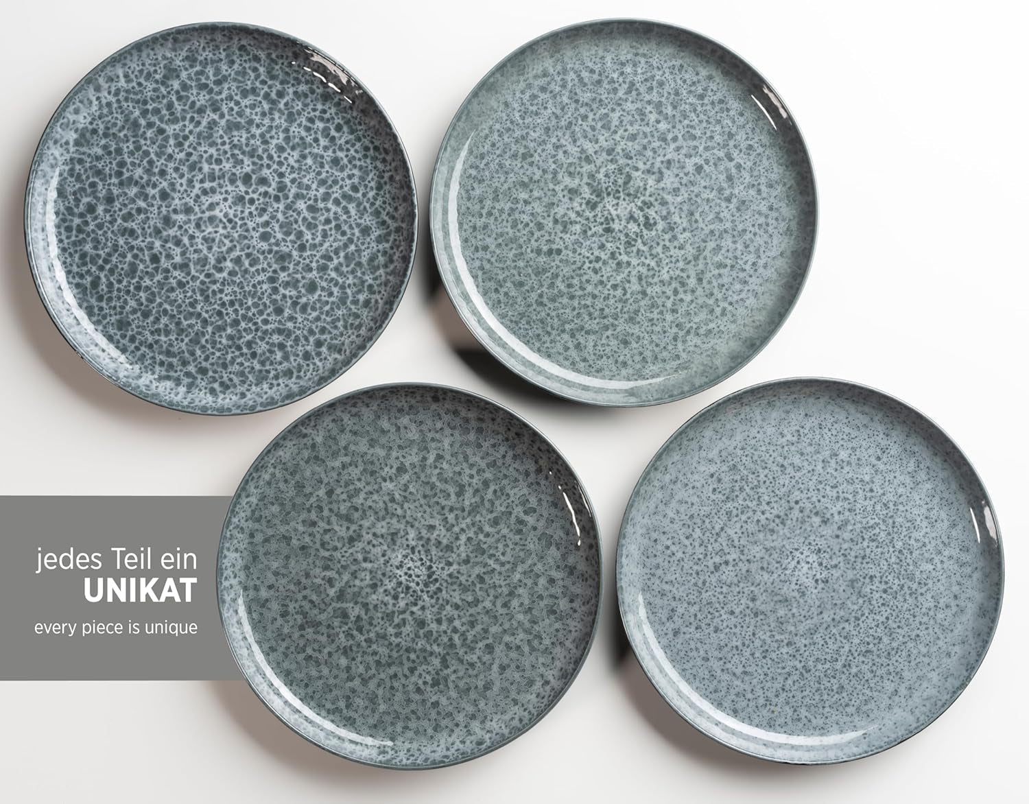 Série MÄSER 934110 Filippa, Keramická sada nádobí pro 4 osoby, Moderní kombinovaná sada nádobí se 16 kusy; Talíře, misky a šálky s reaktivní glazurou v zelené a černé, Kamenina, Zelená