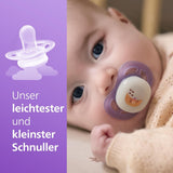 Noční dudlík Philips AVENT Ultra Start, ortodontický dudlík pro novorozence, zářící ve tmě, bez BPA, se sterilizační nádobkou, dvojité balení, měsíc, hvězda, SCF075/07