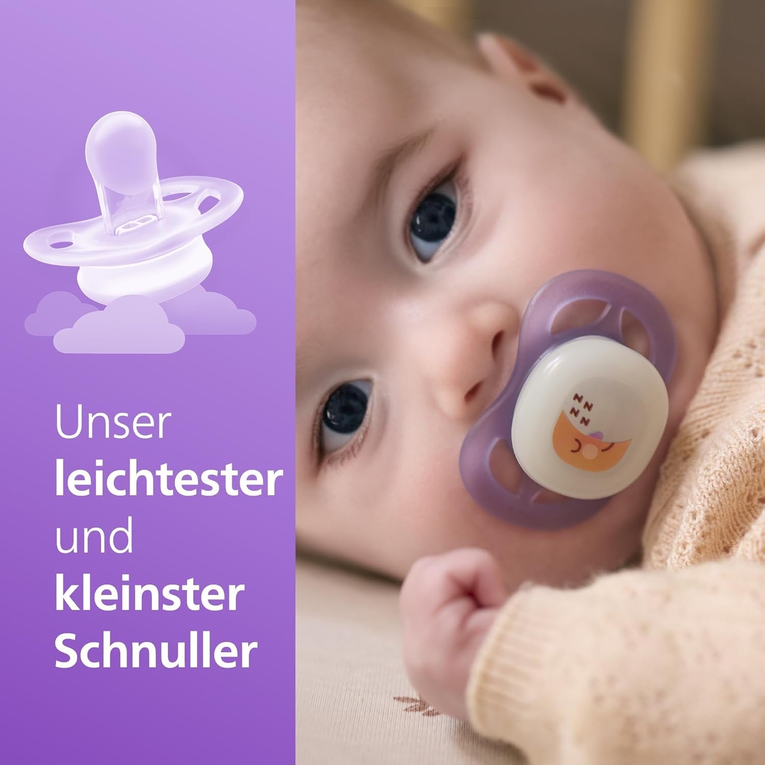 Noční dudlík Philips AVENT Ultra Start, ortodontický dudlík pro novorozence, zářící ve tmě, bez BPA, se sterilizační nádobkou, dvojité balení, měsíc, hvězda, SCF075/07