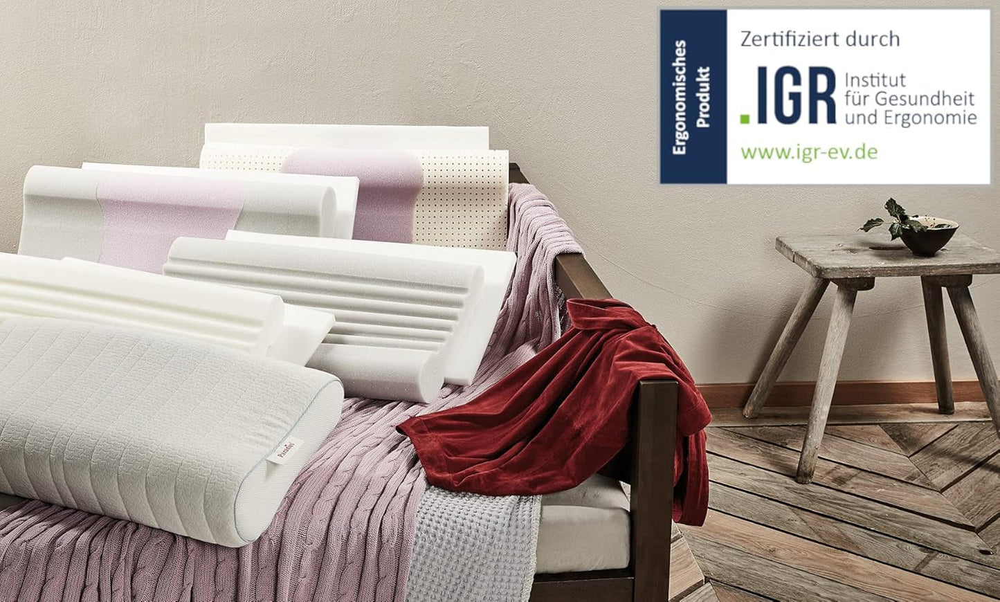 PARADIES Polštář na krk 40X80 Cm - Revita Ergonomic - Certifikace IGR, Ergonomický polštář na podporu krku Výška: 10 cm Krční ortopedické polštáře Naty Shop