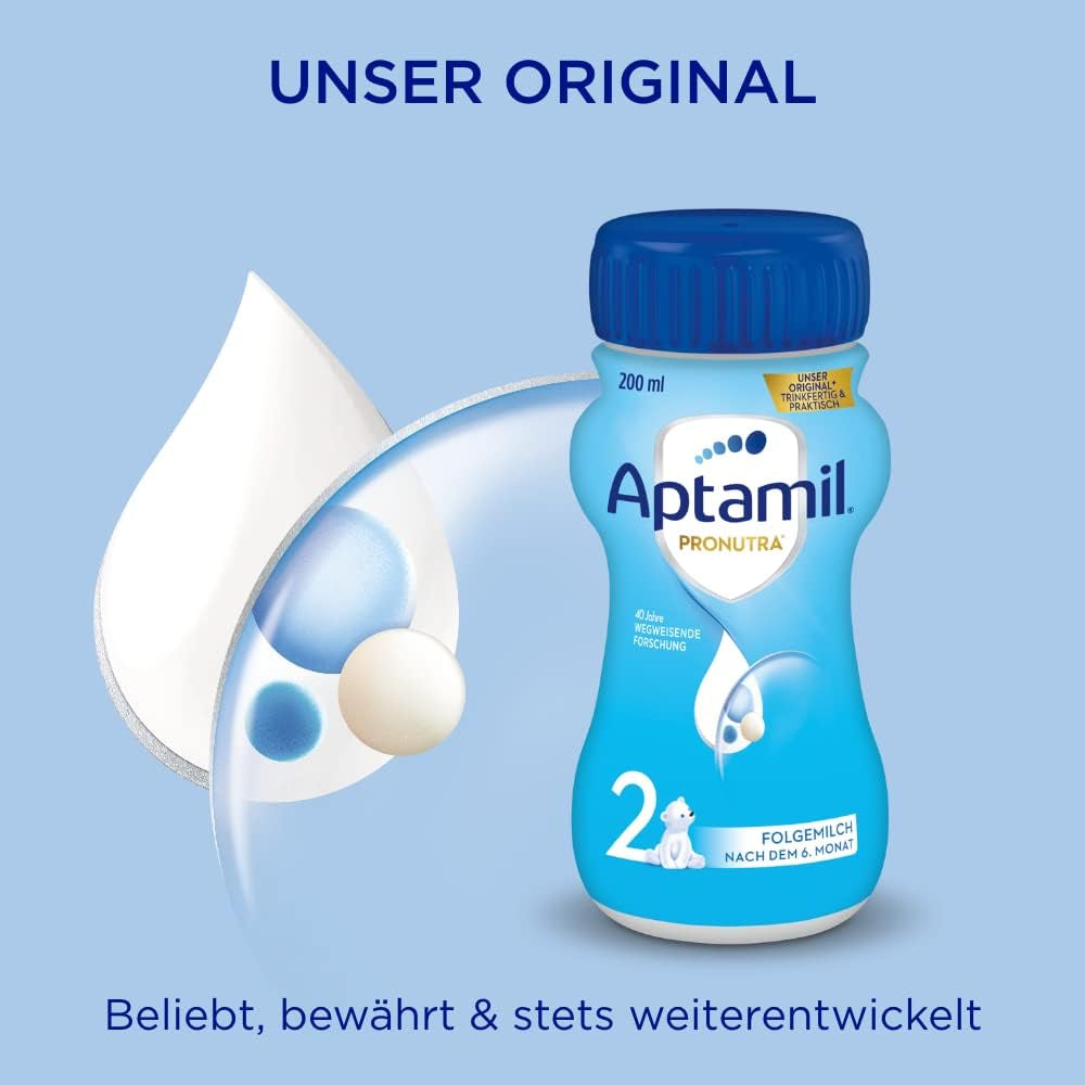 Aptamil Pronutra 2, pokračovací mléko po 6 měsících, kojenecké mléko připravené k pití (4 x 200 ml)