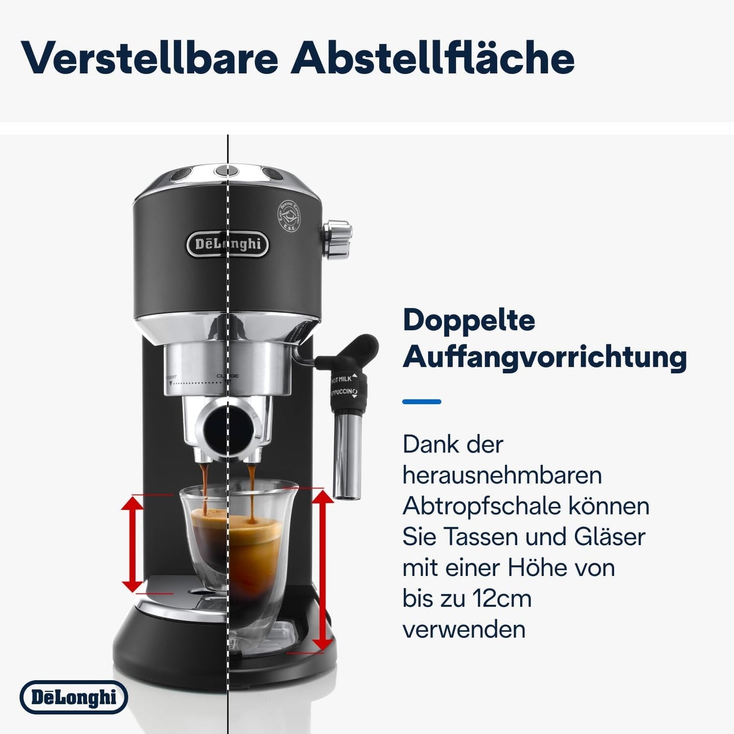 De'Longhi Dedica Style EC 685.B – Espresso kávovar s portafiltrem, espresso kávovar s profesionálním napěňovačem mléka, šířka pouze 15 cm, na mletou kávu nebo kapsle ESE, nádrž na vodu 1 l, černá
