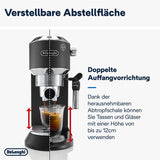 De'Longhi Dedica Style EC 685.B – Espresso kávovar s portafiltrem, espresso kávovar s profesionálním napěňovačem mléka, šířka pouze 15 cm, na mletou kávu nebo kapsle ESE, nádrž na vodu 1 l, černá