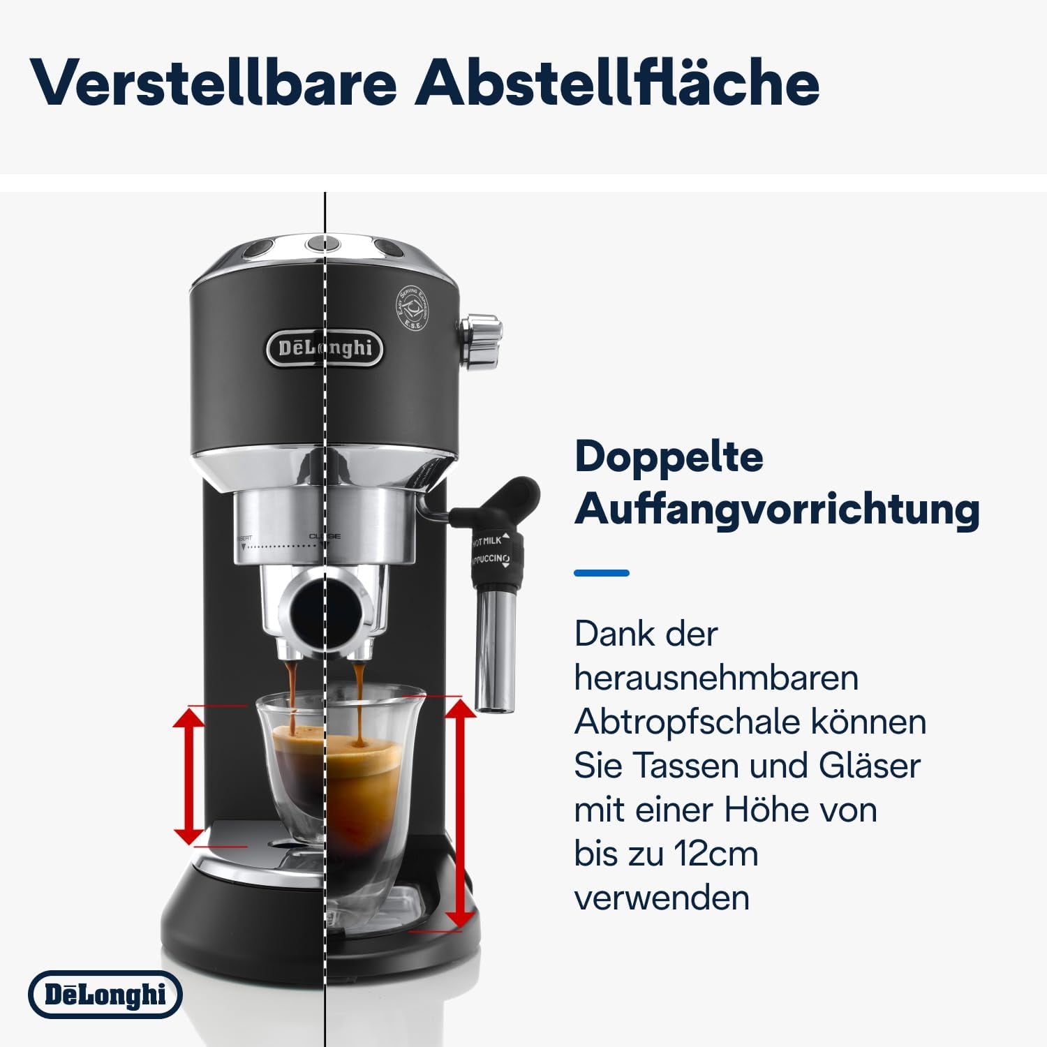 De'Longhi Dedica Style EC 685.B – Espresso kávovar s portafiltrem, espresso kávovar s profesionálním napěňovačem mléka, šířka pouze 15 cm, na mletou kávu nebo kapsle ESE, nádrž na vodu 1 l, černá