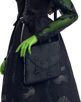 Módní panenka Mattel Wicked Elphaba a doplňky se zelenou pletí, vlasy s černým copánkem, různé možné pozice a vzhled odnímatelných plesových šatů, HXT62, [vícebarevné]
