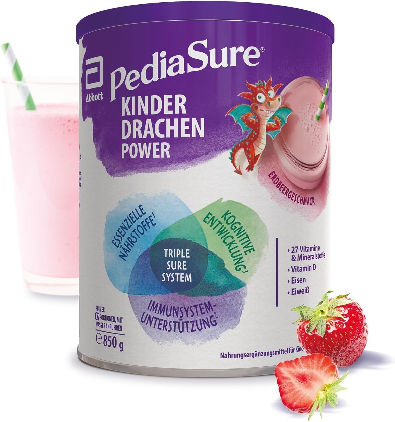 Pediasure Dragon's Power, Doplněk výživy pro děti od 1 roku, 27 vitamínů a minerálů Naty Shop Strawberry