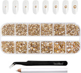Beadsland 2500 ks Glas Nailart Strasssteine ​​​​Kristall Flatback Edelsteine ​​Runde, ​​Für Handwerk Gemischt 8 Größen SS4 ~ SS30 Mit Picking Pinzette Und Stift (Kristall Weiss)