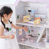 Obří domeček pro panenky Teamson Kids Olivia's Little World se 16 doplňky pro panenky, dřevěný domeček pro panenky s nábytkem, 3patrový, 30 cm domeček pro panenky pro děti, věk 3+