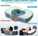 Elviros Memory Foam Ortopedický polštář Polštář proti bolesti krku Polštář na spaní Ergonomický Polštář na krk Polštář na podporu krku Polštář proti chrápání pro postranní spáče Žaludeční pražce Bílé Ortopedické polštáře na krk Naty Shop