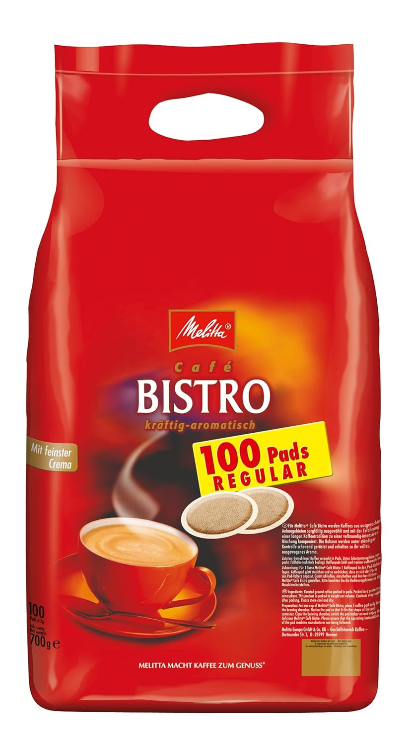 Melitta BellaCrema Intenso gemahlener Röstkaffee v Kaffee Pads 10 x 16 Pads & Café Bistro Röstkaffee v Kaffee Pads, 100 Pads
