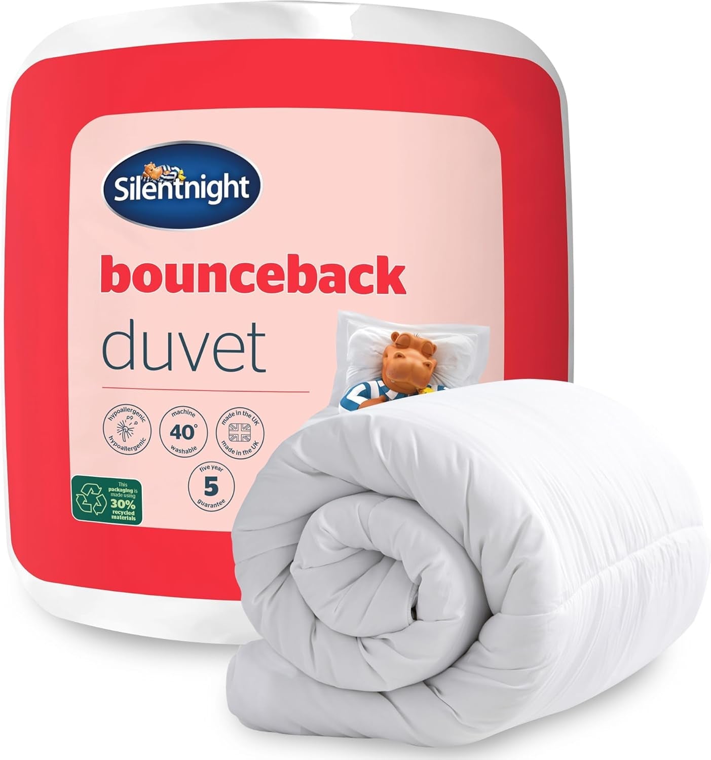 Přikrývka Silentnight Bounceback, 13,5 Tog, King Size, Bavlněná směs, Bílá, King Size Přikrývky a přikrývky Naty Shop Jednolůžko King Size 13,5 Tog