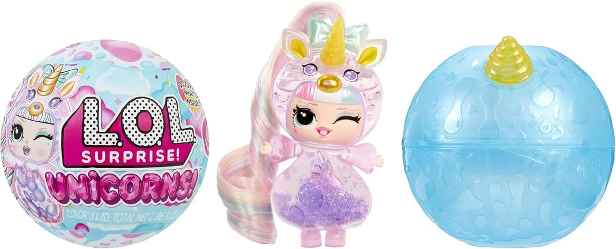 LOL Překvapení! Unicorns Tots – obsahuje 1 panenku s čirým tělem a efektem lávové lampy, obrněné balení, 8 sběratelských panenek se 2 barevnými mixy, pro děti od 4 let