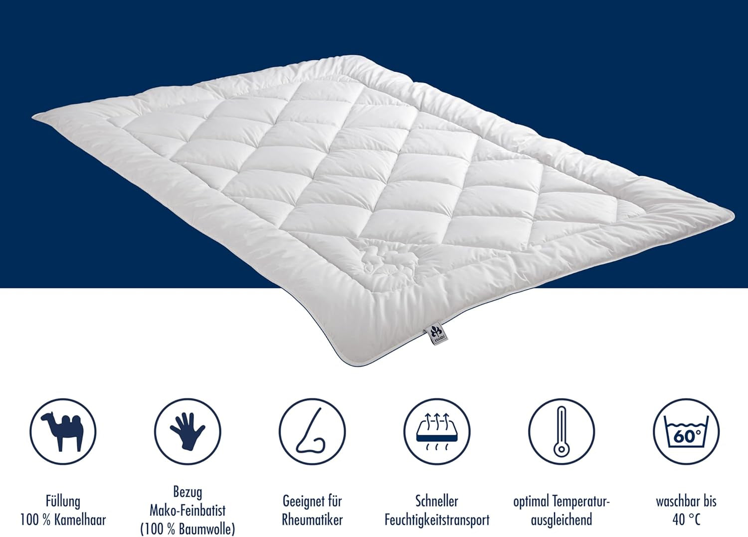 Irisette velbloudí přikrývka - Made in Germany - Mono, přikrývka pro všechna roční období, přikrývka z velbloudí srsti pro přechod, 155 X 220 Cm, certifikované Oeko-Tex Přikrývky a přikrývky Naty Shop