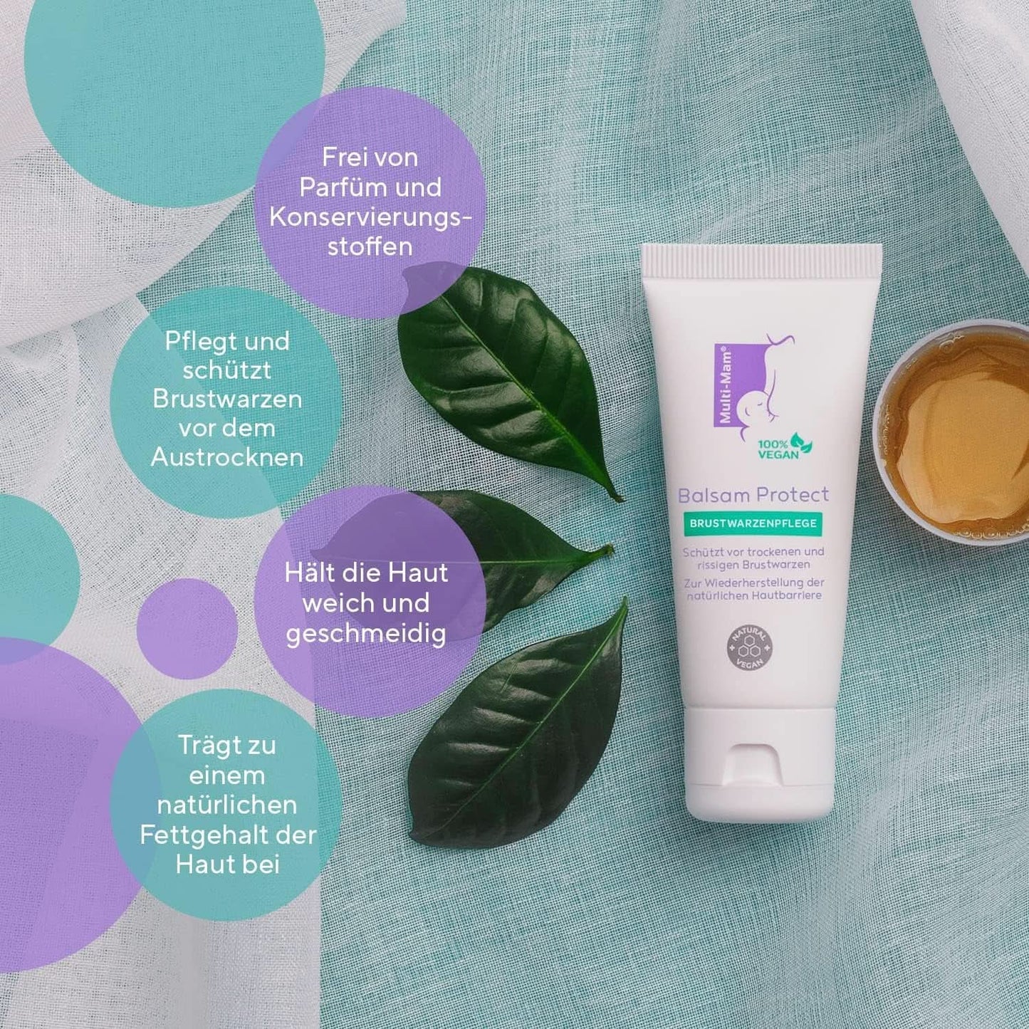Multi-Mam Balsam Protect Beruhigt Und Schützt Trockene Und Rissige Brustwarzen Während Und Vor Der Stillzeit, Brustwarzencreme Stillen, 30 ml tuby Příslušenství Jídlo a kojení Bebe Naty Shop