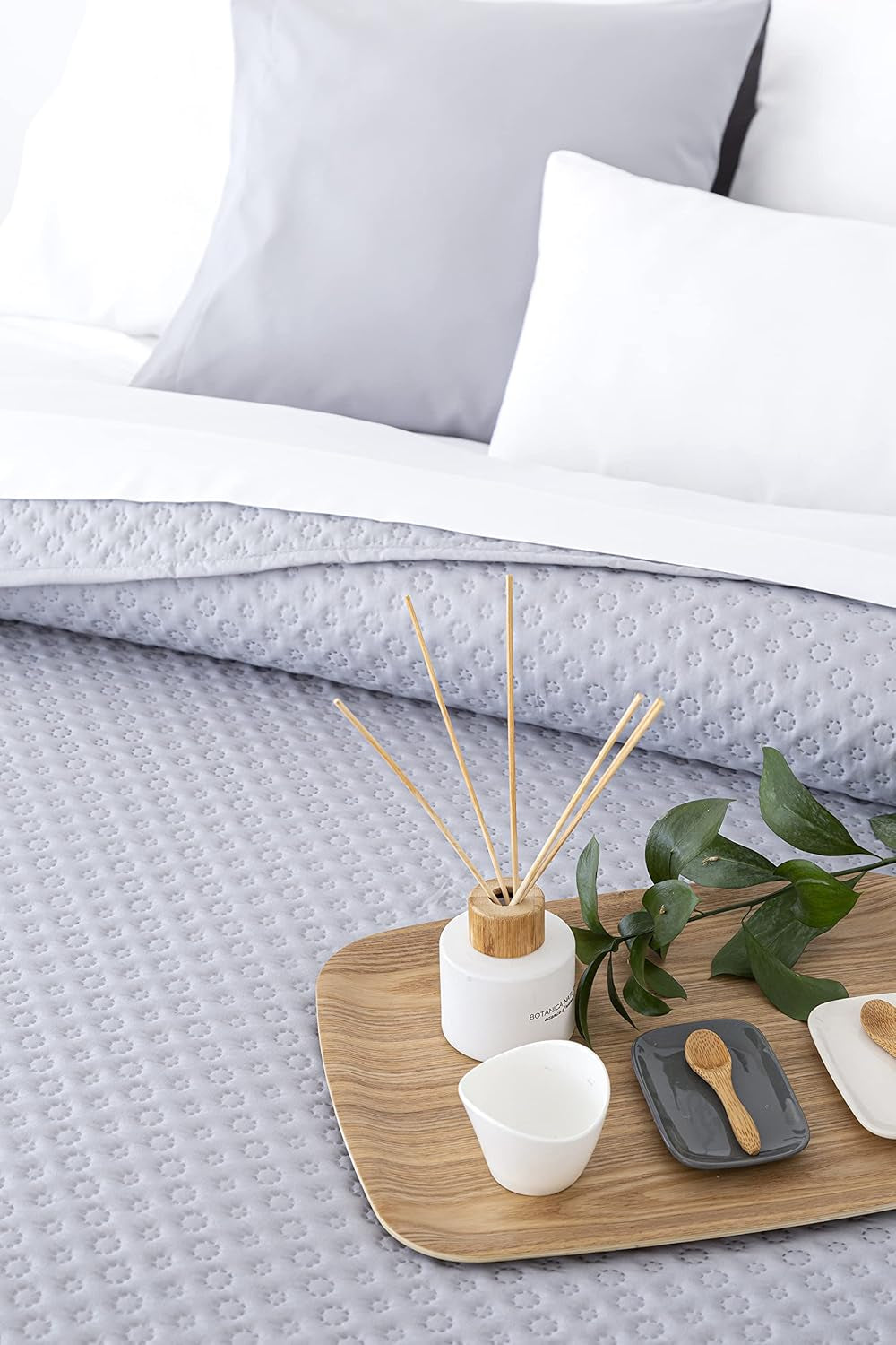 Přehoz Todocama Fine Boutique se vzorem piké, na jaro, léto, podzim a zimu, 100% super měkké mikrovlákno, multifunkční deka, 140/150/160-250 X 260 cm, světle šedá Postele a přikrývky Beuche den Todocama-Store