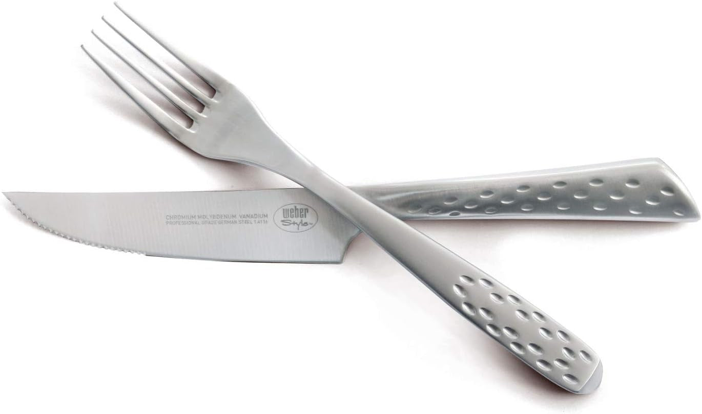 Weber Deluxe Steak Set, 6 kusů, Monobloc design nerez, extra ostrá, ergonomická rukojeť Kitchen Naty Shop