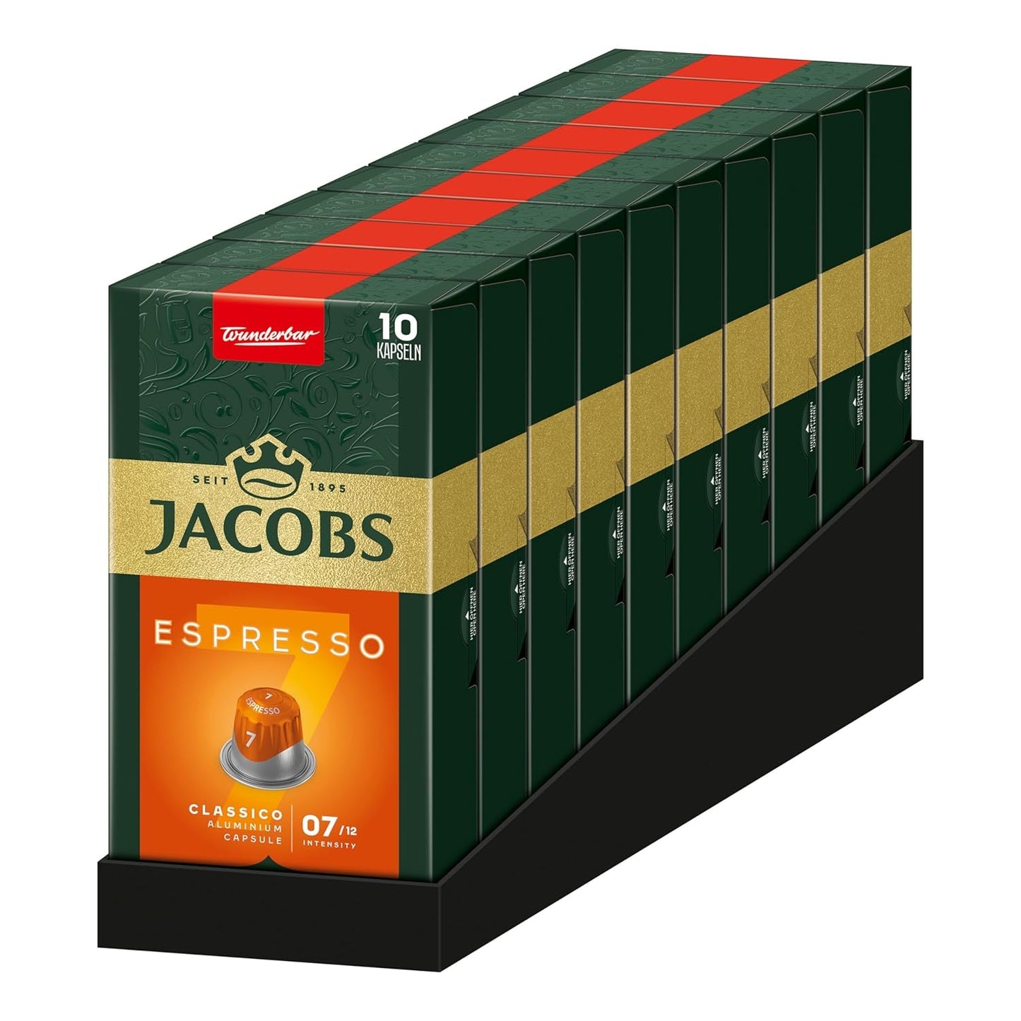 Jacobs Kaffeekapseln Espresso Classico, Intensität 7/12, 10 x 10 Getränke, kompatibilní s Nespresso* Kaffee Kapseln, 100 Kapseln