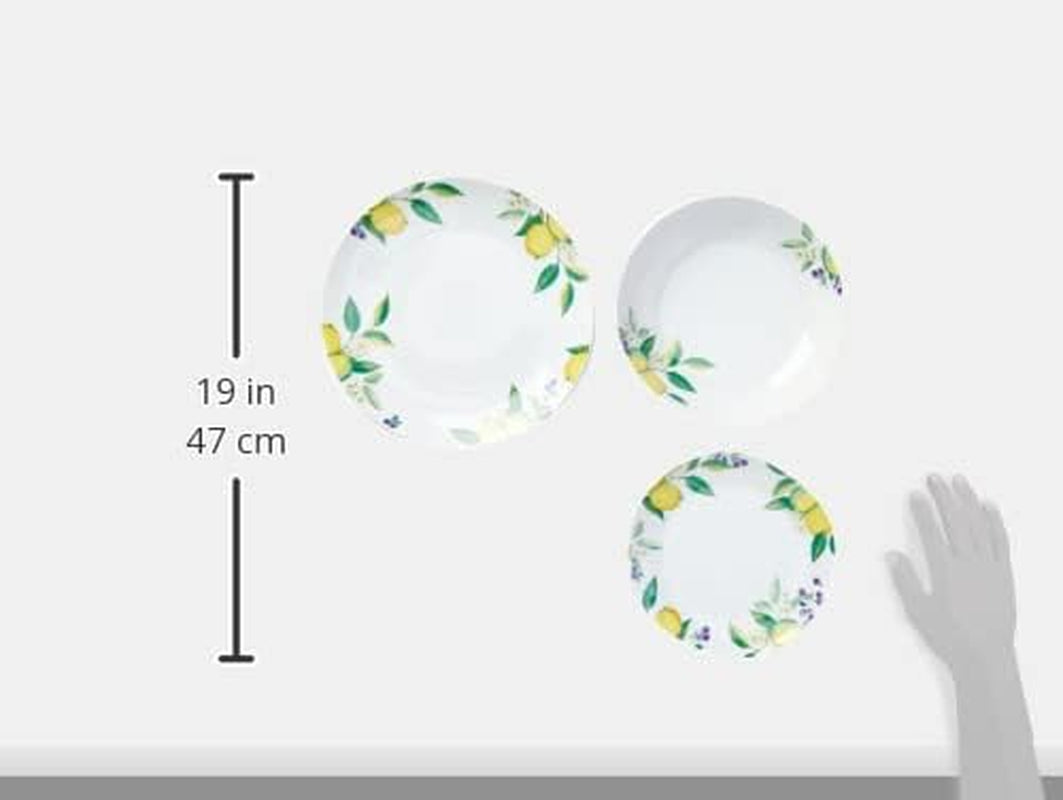 Sada nádobí Excelsa Lemon, 18 kusů, porcelán, bílá/citron