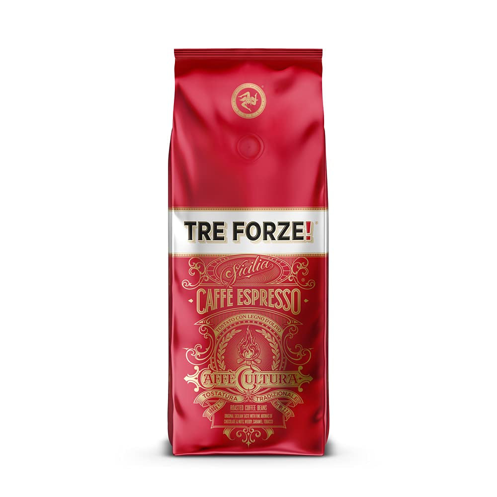 Espresso Caffè - Zrnková espresso - Pražená tradičně na ohni z olivového dřeva, ručně vyráběná na Sicílii - Prémiová zrnková káva 250 g pro plně automatické kávovary a portafiltrační stroje