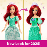 Panenka Mattel Disney Princess Ariel, dlouhé stylingové vlasy, polohovatelné, odnímatelné boty a čelenka, dárky Disney, hračka pro děti od 3 let, HLW10