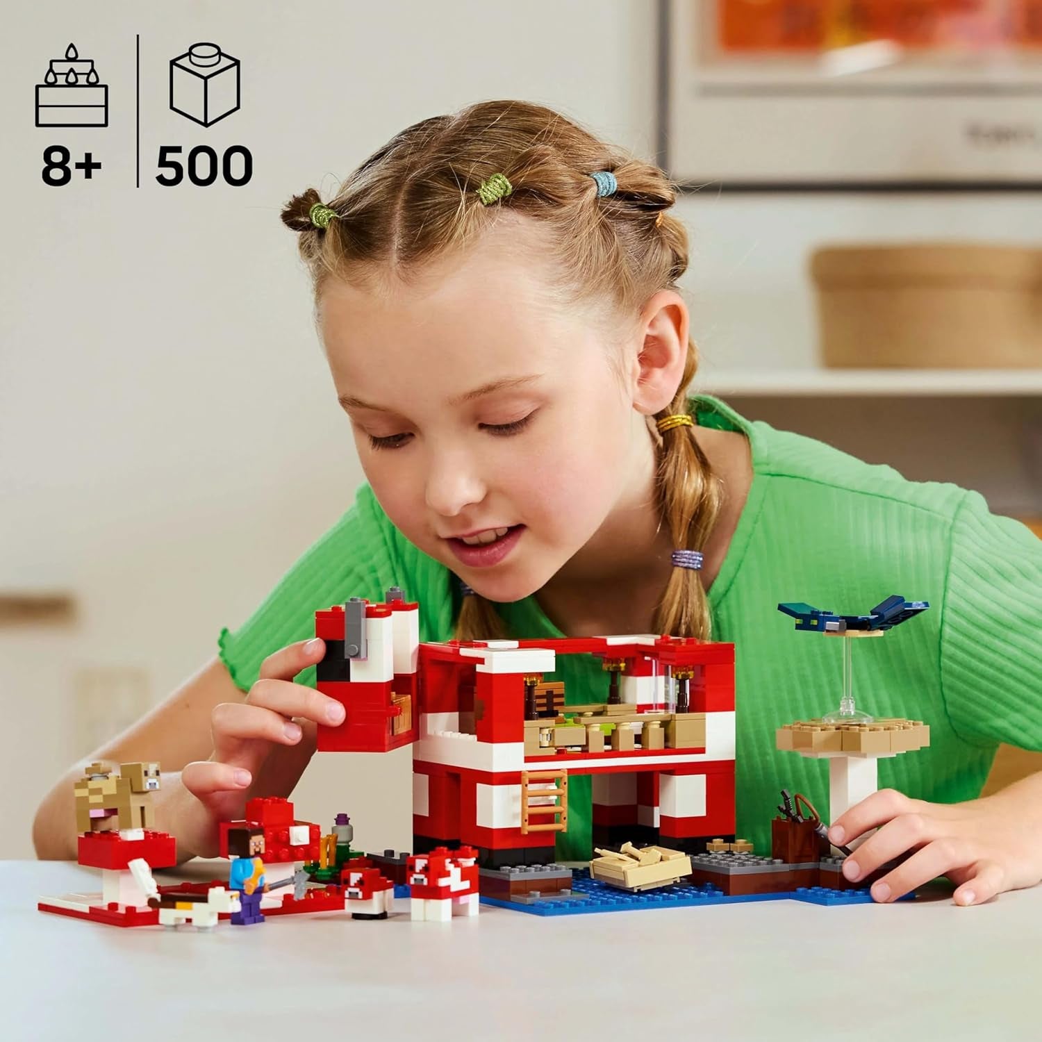LEGO Minecraft The Mushroom Cow House Videohra Stavební hračka Model Mushroom Land s minifigurkami Steve a další postavy Hrací sada pro chlapce a dívky 8 let 21270 Stavebnice Beuche den LEGO-Store