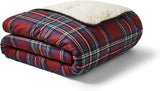 Night Lark Cozy Sherpa Fleece deka, klasický červený tartan, 9 Tog, luxusní, nadýchaná, silná a oboustranná, ideální na gauč, postel, gauč, gauč. Hypoalergenní, lze prát v pračce, Velikost: Postele a přikrývky Night Lark