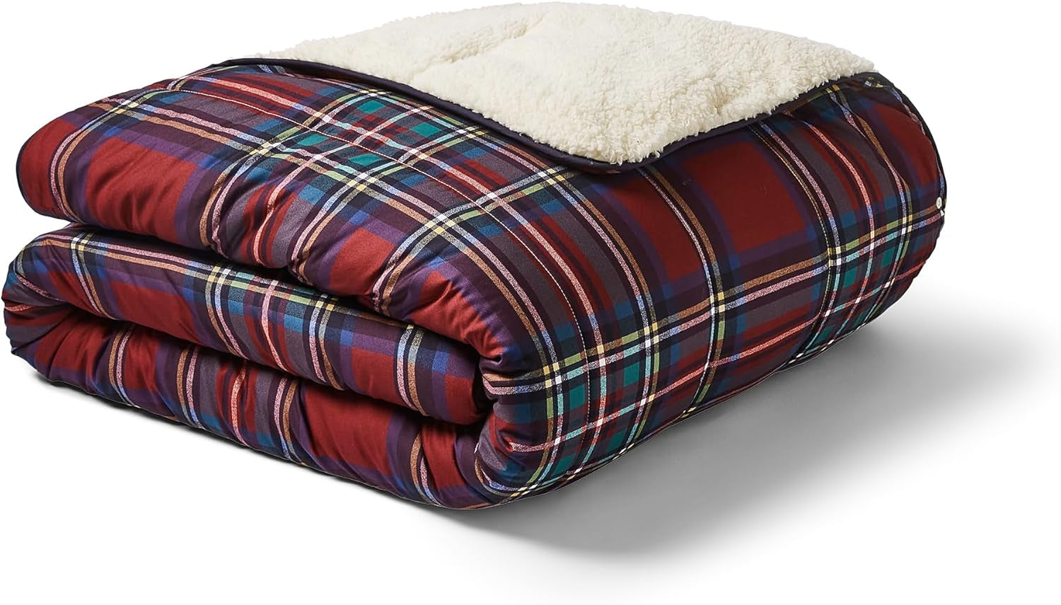 Night Lark Cozy Sherpa Fleece deka, klasický červený tartan, 9 Tog, luxusní, nadýchaná, silná a oboustranná, ideální na gauč, postel, gauč, gauč. Hypoalergenní, lze prát v pračce, Velikost: Postele a přikrývky Night Lark