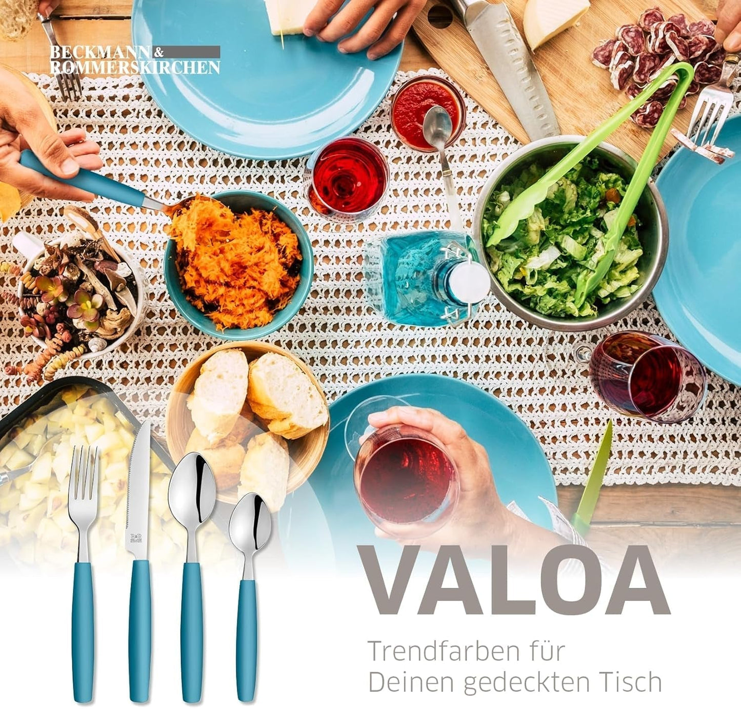 Beckmann & Rommerskirchen 2515 VALOA Besteck Set 4 osoby | 16-Teilig | Olej | Spülmaschinenfest | Hochglanzpoliert | Essbesteck: 4X Messer, Gabel, Esslöffel, Kaffeelöffel Kitchen Naty Shop