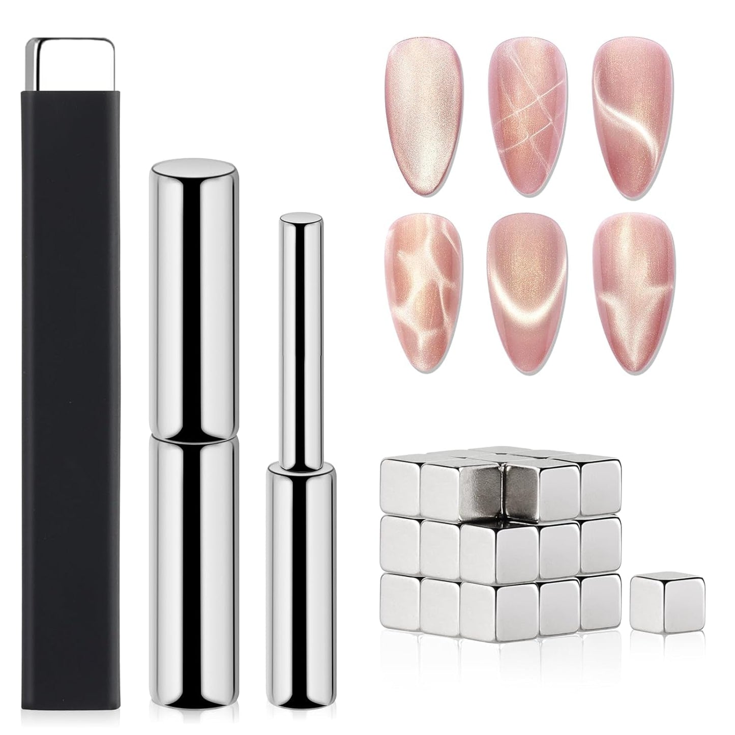 SAVILAND 4X Hochfester Magnet pro kočičí oči pro Nagel: Magnet na nehty 3 v 1 Rund Lange Streifenperle N35 Neodym Ultra Strong Magnet Für Nagellack Präzise 3S Formung Gel pro kočičí oči Nagellack Magnet Magnetstift