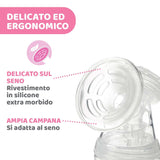 Chicco elektrická odsávačka mléka se stimulační a extrakční fází, 10 úrovní intenzity, pohodlná a rychlá, ergonomický tvar, se šikmým savičkou a těsným uzávěrem, bílá, 150 ml Příslušenství Potraviny a kojení Bebe Naty Shop