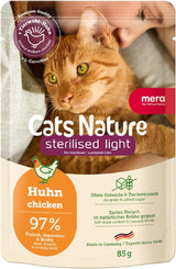 MERA Cats Nature Wet Sterilized/Light Chicken Food 12x85g | Pro sterilizované/kastrované kočky | Bez cukru a obilí | Vlhké krmivo s nízkým obsahem tuku a vysokým obsahem masa