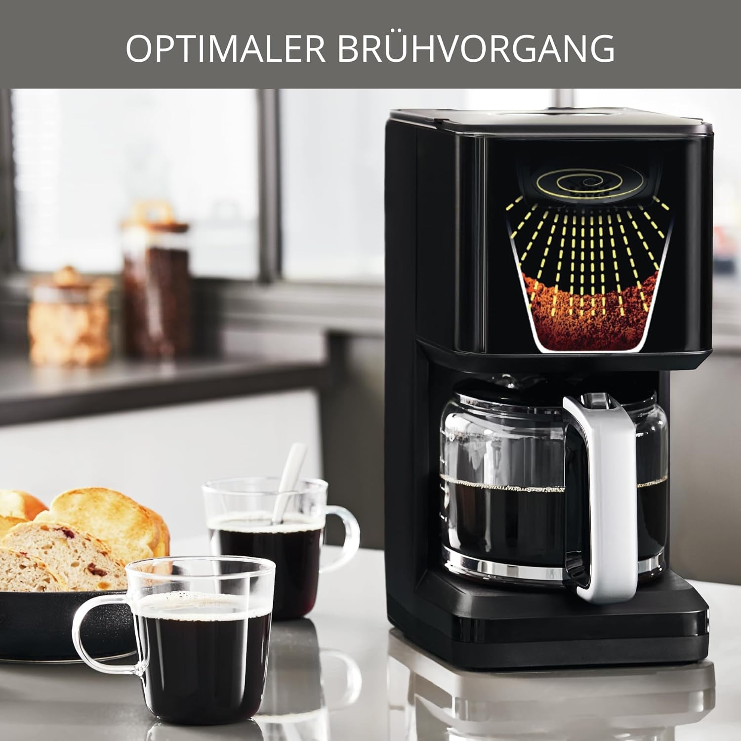 Kávovar Krups Smart'n Light s časovačem, na 1,25 l filtrované kávy, funkce udržování teploty, automatické vypínání, černý, KM600810