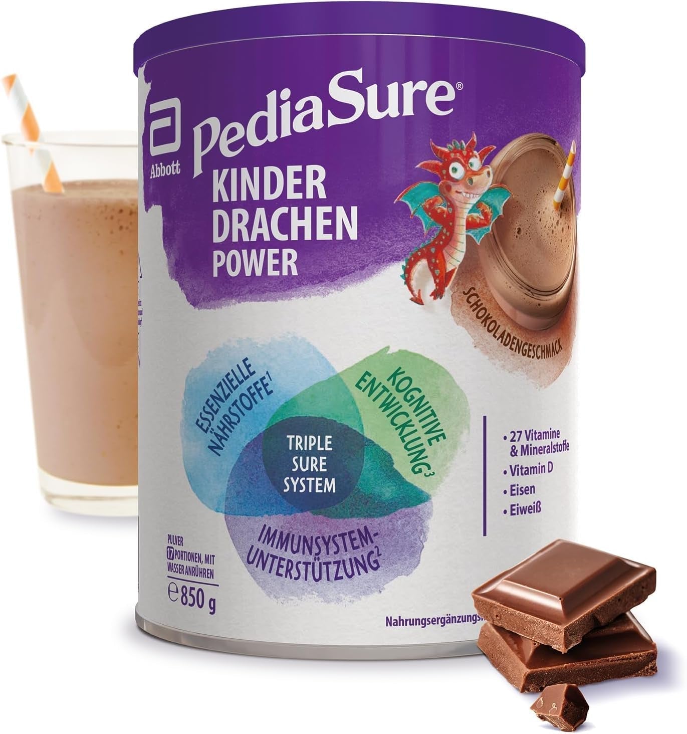 Pediasure Dragon's Power, Doplněk výživy pro děti od 1 roku, 27 vitamínů a minerálů Naty Shop Chocolate