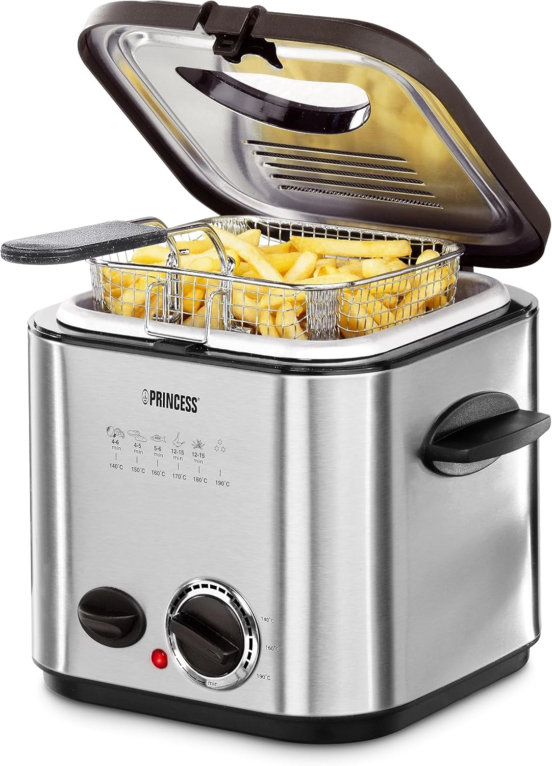 Princess 182611 Mini Fondue Fritéza - Rychlý ohřev - Pachový filtr - Kapacita 1,2 litru, Stříbrná Domácí spotřebiče Naty Shop Výchozí název