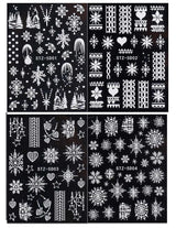 4 Blatt 3D Nálepka na nehty Weihnachten Nagelaufkleber Christmas 5D Stereoskopisch Selbstklebend Schneeflocke Schneemann Nálepka na nehty Dekorace Nageldesign Zubehör