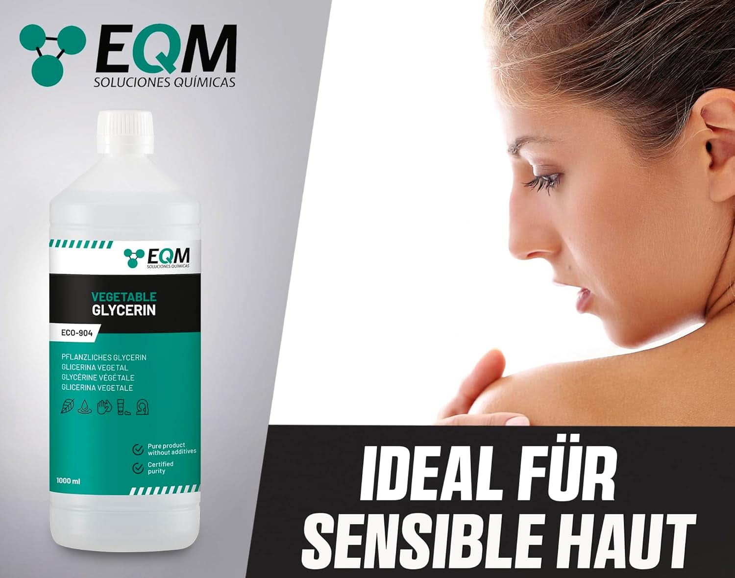 Rostlinný glycerin, 100% přírodní, přírodní zvlhčovač pro vlasy a pokožku, ideální pro mýdla, šampony, krémy, 1 litr Sprcha a vana Naty Shop