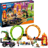 LEGO 60339 City Stuntz Stuntz Show Double Looping Set, vč. rampa, monster truck, 2X motocykl a 7 minifigurek, hračka pro děti od 7 let Stavebnice Besuche den LEGO-Store Single