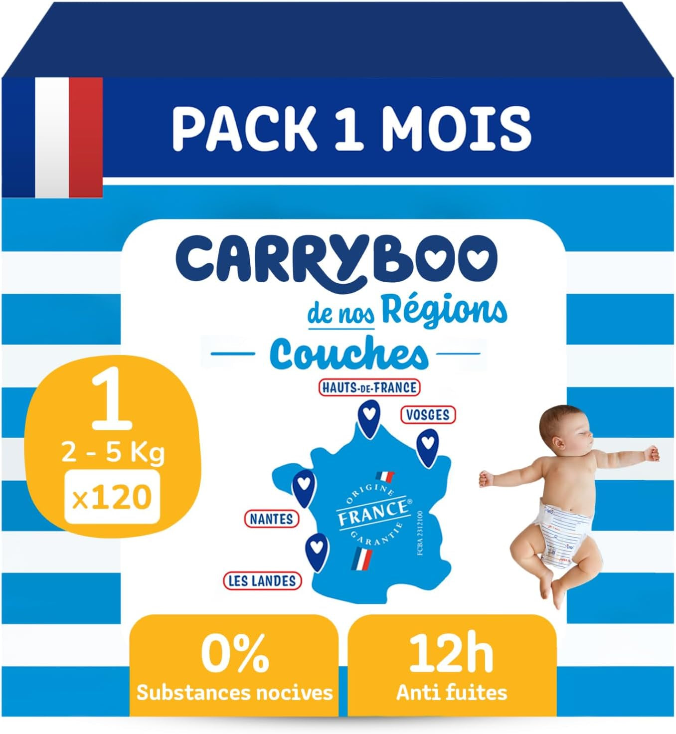 - Velikost plenky 1 (2-5 kg) – zdravé a extrémně savé – nepropustné 12 hodin – ohne unerwünschte Substanzen – vyrobeno ve Francii – přijatelná cena – 120 jednorázových plen
