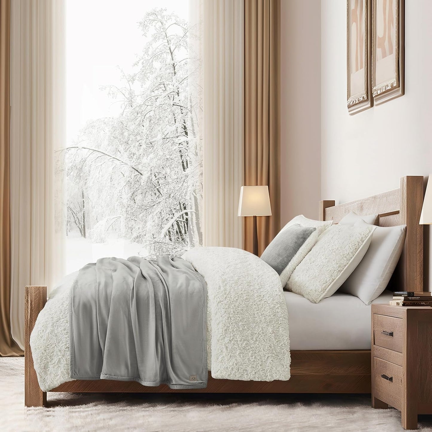 UGG 01465 Bliss Sherpa Throw Deka Plně oboustranná na pohovku nebo postel Lze prát v pračce Snadná údržba Měkké plyšové nadrozměrné luxusní deky 178 X 127 cm Seal Naty Shop Peřiny a přikrývky