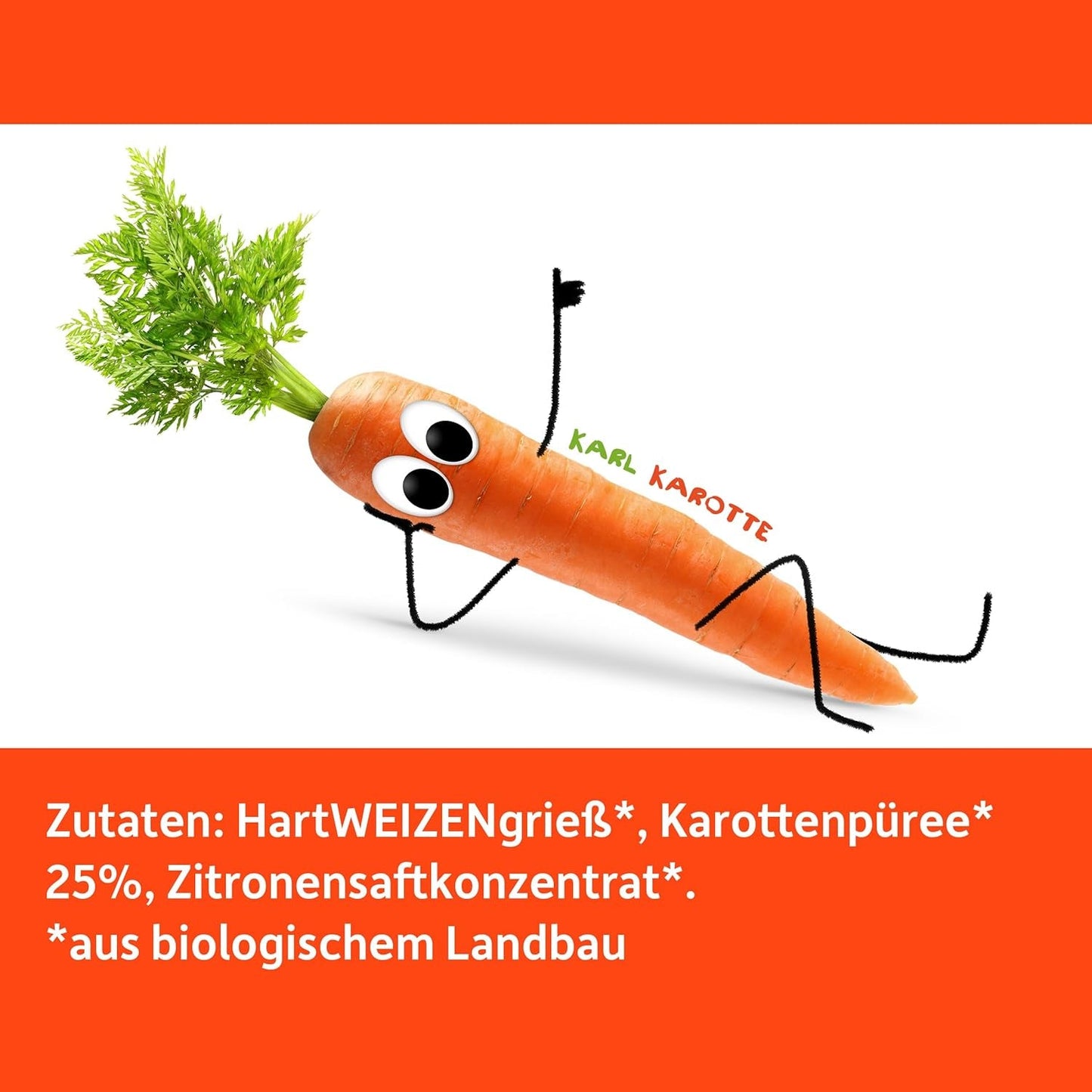 Freche Freunde Bio zeleninové nudle 'mrkev' 25% obsah zeleniny Vegan 6 balení (6 x 300 g)