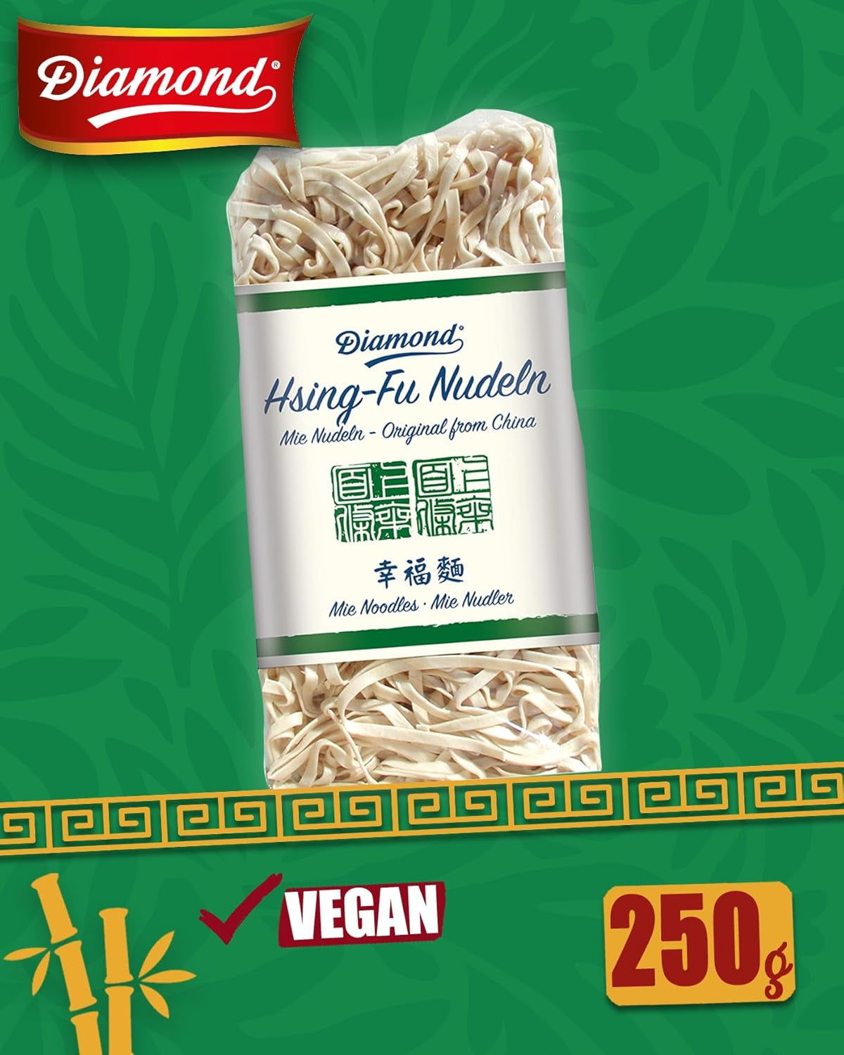 DIAMANTOVÉ nudle Hsing-Fu, Mie Asijské nudle z pšeničné mouky pro wok a wok smažená jídla - 12 x 250 g