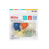 Nuby – Sada 5 ks měkkých silikonových ortodontických dudlíků a dudlíků | 3 modely pro den a noc | 2 modely, které svítí ve tmě | Bez BPA | Tvar podobný prsům | Na 18-36 měsíců