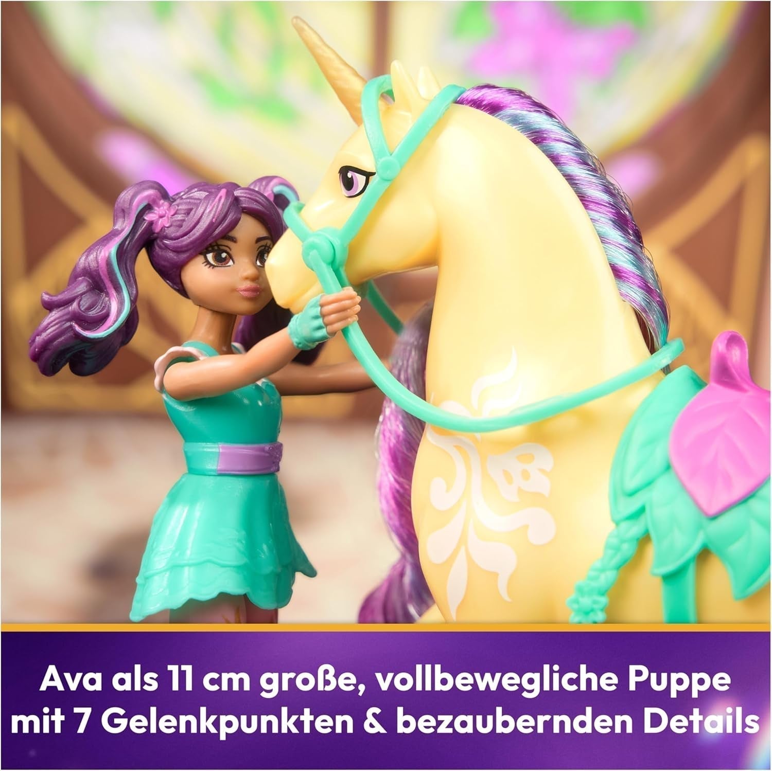 Unicorn Academy AVA a Unicorn Leaf Set - Originální figurky vysoké přibližně 12 cm z oblíbené série Netflix Se dvěma doplňky a kartáči na vlasy Pro nápadité hraní rolí, pro děti od 4 let Akční figurky Naty Shop