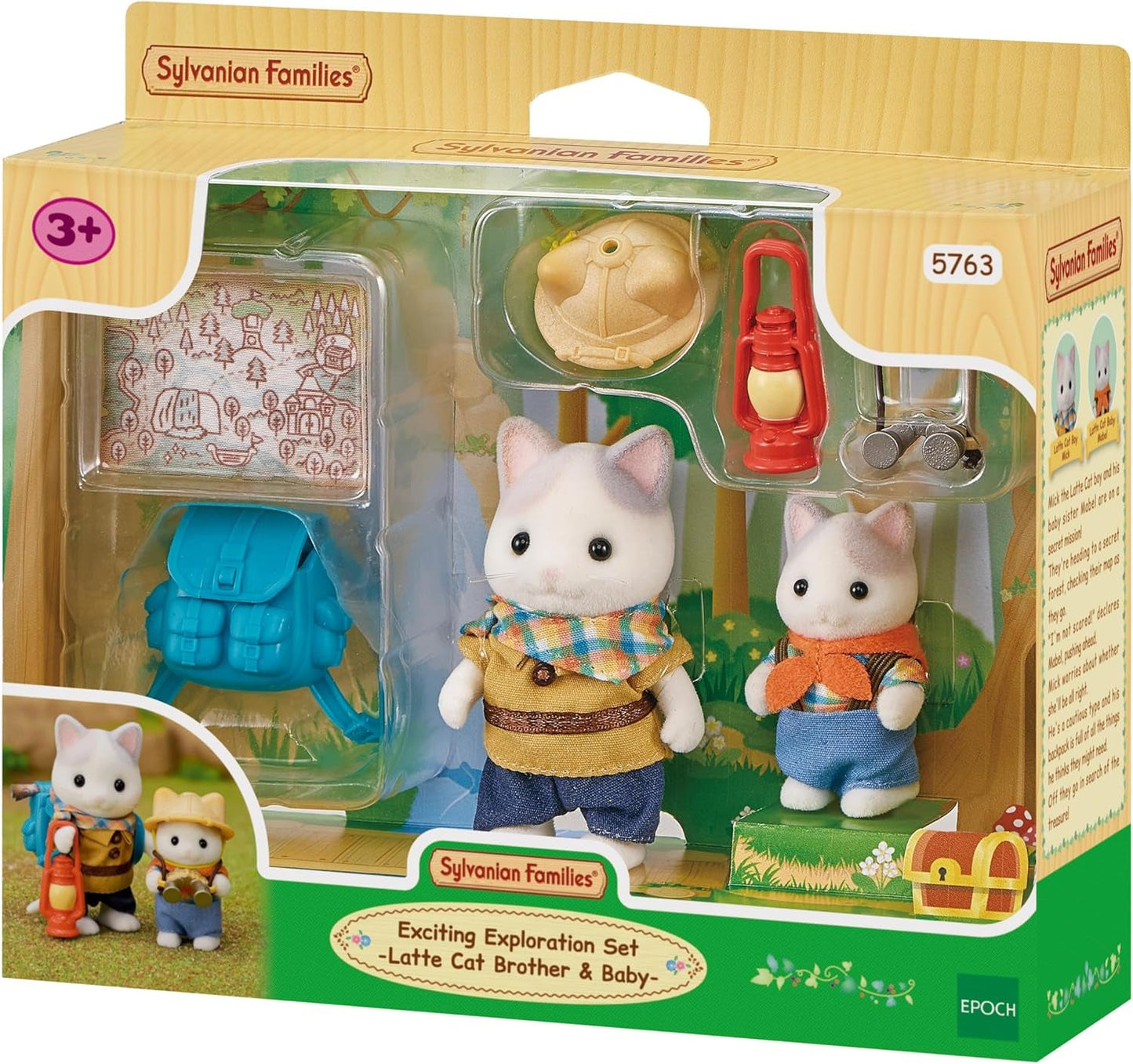 Sylvanian Families - 5763 sada Adventure Explorer se dvěma figurkami, mléčným kotětem otce a miminka, figurkou zvířete, detailní hračkou pro děti od 3 let