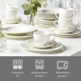 vivo - Villeroy & Boch Group - Basic White 30dílná sada nádobí, vhodné do myčky a mikrovlnné trouby, Bílá sada nádobí, Kávová sada, Keramika, Talíře, Šálky, Premium porcelán
