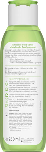 Lavera, Osvěžující sprchový gel s bio limetkou, 250 ml Sprchový kout a koupel Naty Shop