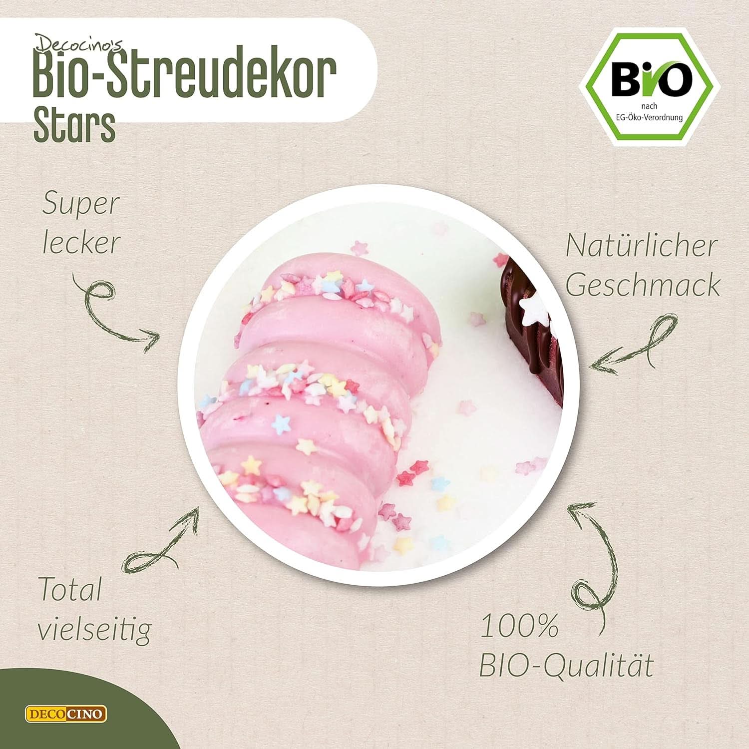 DECOCINO Organic Sprinkle Stars, 50 gramů Sprinkles Naty Shop