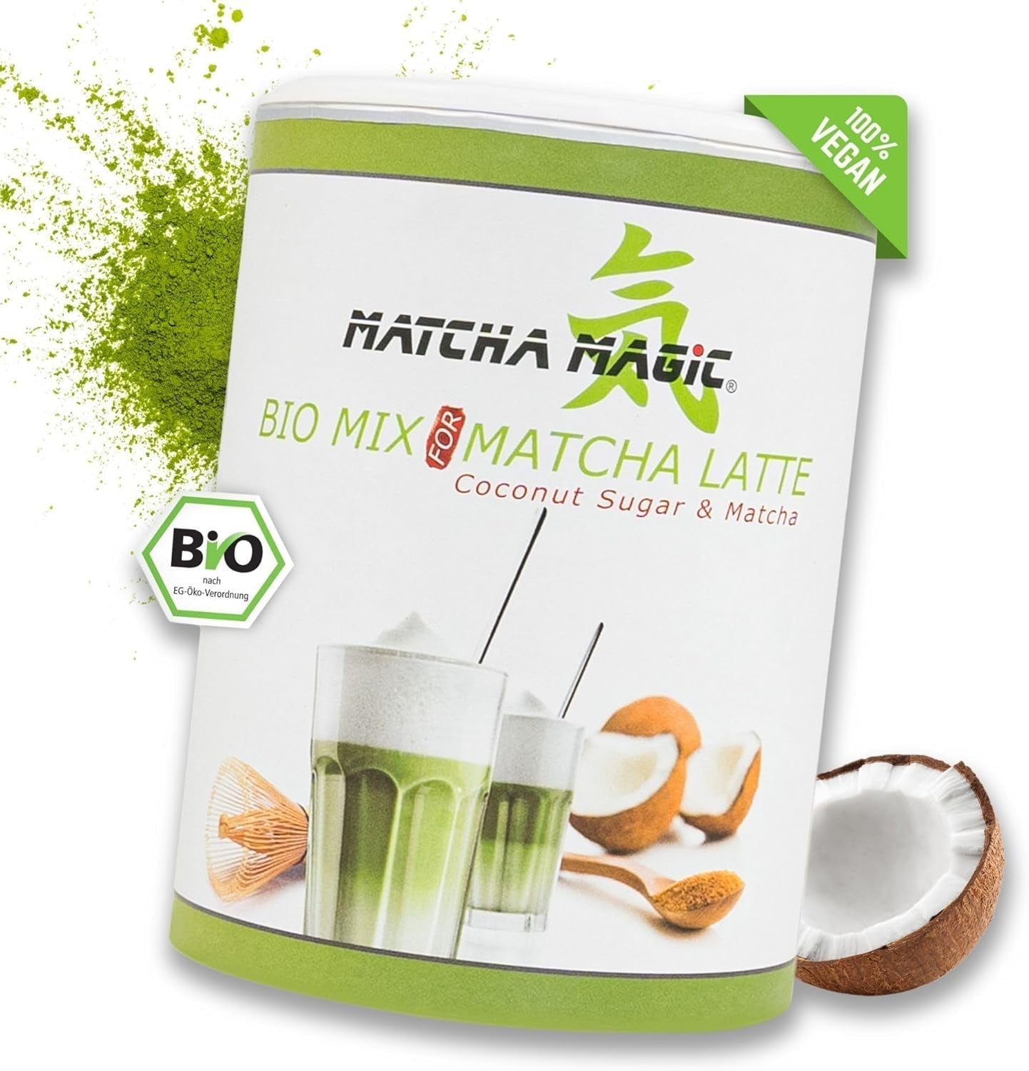 Matchamagic - Bio prášek matcha latte z Japonska s cukrem z kokosových květů pro lahodný čaj