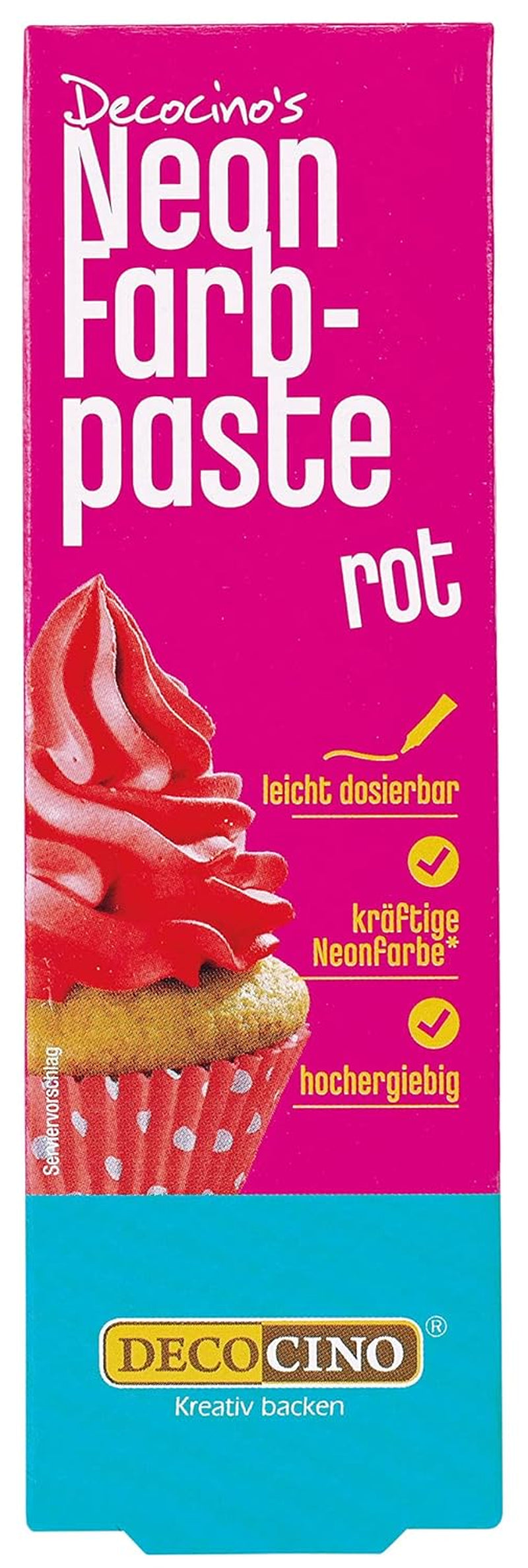 Decocino Neon Food Paste Red - Vysoká dávka potravinářského barviva - Pro barvení dortů, muffinů, cupcaků - Bez chuti