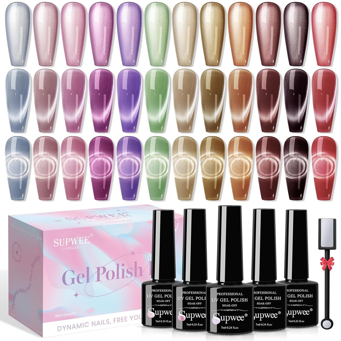 Magnet na nehty SUPWEE 5 v 1, růžový magnet pro kočičí oči pro Nägel Multifunktions Magnetstift DIY Magic 3D Magnet Stick Pen Set Nail Art Magnet Stick Für Nail Art Diy-Zubehör